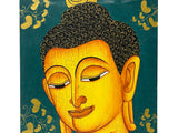 Vintage HandPainted Artistic Buddha Head Wood Plaque Art GB575BS