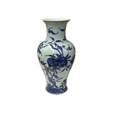 Vintage Chinese Blue White Fruits Flowers Graphic Porcelain Art Vase GB669S
