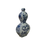 Oriental Slim Flat Gourd Shape Flower Theme Porcelain Art Vase GB672S