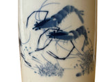Chinese Distressed White Porcelain Blue Shrimps Graphic Holder Vase GB683S