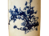 Chinese Distressed White Porcelain Blue Blossom Flower Graphic Holder Vase GB684S
