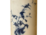 Chinese Distressed White Porcelain Blue Flower Bird Graphic Holder Vase GB686S