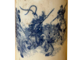 Chinese Distressed White Porcelain Blue Warrior Horse Graphic Holder Vase GB688S