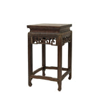 Square Tall Natural Wood Pattern Brown Open Work Table Top Display Stand Easel GB704S