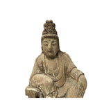 Vintage Rustic Wood Finish Sitting Bodhisattva Buddha Statue GB712S