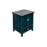 Oriental Black Lacquer Moon Face Hardware Small End Table Nightstand GB716S