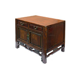 Vintage Chinese Carving Brown Drawers Side Table Credenza Cabinet GB721S