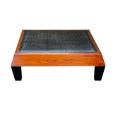 Brown Black Geometric Pattern Square Block Legs Coffee Table GB722S