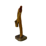 Natural Cypress Wood Root Carved Artistic Happy Buddha Figure GB728S