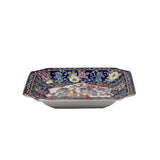 Vintage Deep Blue Flower Birds Square Ceramic Display Tray GB731S