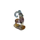 Crystal Glass Ram Standing on Rock Mix Color Art Figure GB733S