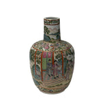 Vintage chinese Famille Rose Palette Narrative Scene Porcelain Art Vase GB744S