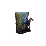 Crystal Glass Horse Theme Oval Brush Pot Vase Shape Mix Color Art Figure GB752S