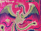 Asian Square Magenta Phoenix Bats Blossom Flower Fabric Display Art GB753S