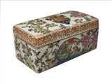 Vintage Chinese Famiile Rose Enamel Graphic Rectangular Porcelain Box GB775S