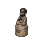 25" Oriental Chinese Zen Young Monk Siting Meditation Stone Statue GB812S