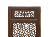 Vintage Dark Brown Geometric Lattice Rectangular Wood Panel GB824S