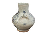 Vintage Fade Gray White Pale Blue Floral Graphic Ceramic Vase GB826S