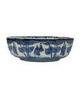 Vintage Oriental Imari Blue Red White Octagonal Porcelain Bowl Art GB840S