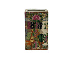 Vintage Chinese Square Floral Bird Figural Graphic Porcelain Holder GB842S