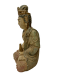9" Chinese Meditation Cross Legs Bottle Sitting Bodhisattva Wood Statue GB843S