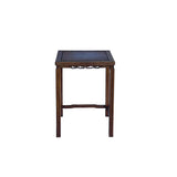 Vintage Oriental Simple Geometric Apron Rectangular Brown Side Table GB848S