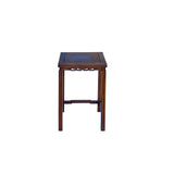 Vintage Oriental Simple Geometric Apron Rectangular Brown Side Table GB849S