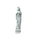 Vintage Off White Porcelain Standing Bodhisattva GuanYin Lotus Statue GB859S