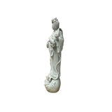 Vintage Off White Porcelain Standing Bodhisattva GuanYin Music Vessel Statue GB860S