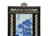 Oriental Blue White Tree Mountain Scenery Porcelain Framed Wall Panel Art GB865S