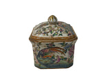 Vintage Famille Rose Enamel Flower Bird Rectangular Porcelain Box GB877S