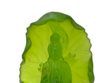 6.5" Lime Green Frosted Crystal Glass Bodhisattva Guanyin Figure GB890S