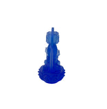 Blue Frosted Crystal Glass Lotus Base 2 Sides Bodhisattva Guanyin Figure GB894S