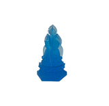Blue Frosted Crystal Glass Lotus Base 3 Sides Bodhisattva Sanbao Figure GB895S