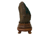 Vintage Naturalistic Scholars Rock Sculpture Dark Green Stone Cicada Accent GB898S