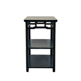 Oriental Black Lacquer Rectangular Wood Plant Stand Pedestal Table GB901S