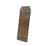 Vintage Restored Gray Flower Graphic Washing Board Wood Panel Art JK269S
