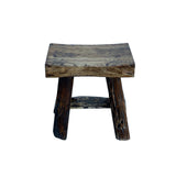 Rustic Raw Rough Wood Grain Rectangle Slim Stool Bench Side Table JK328S #9