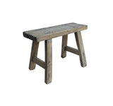 Rustic Raw Rough Wood Grain Rectangle Slim Stool Bench Side Table JK331S #13