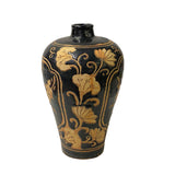 Chinese Ware Black Brown Glaze Ceramic Flower Vase Display Art ws3027S