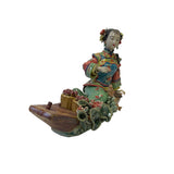 Chinese Oriental Porcelain Qing Style Dressing on Boat Lady Figure ws3136S