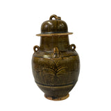 Chinese Ware Brown Glaze Pattern Ceramic Jar Vase Display Art ws3021S