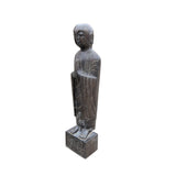 Chinese Black Color Stone Carved Standing Monk Lohon Statue cs7644S