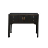 Oriental Black Lacquer 4 Drawers Slim Narrow Foyer Side Table cs7604S