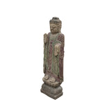 Chinese Rough Gray Stone Carved Standing Abhaya Mudra Buddha Statue cs7638S