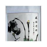 Chinese Color Ink Water Lotus Flowers Leaves Scroll Painting Wall Art ws3043S