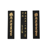 3 Pcs Chinese Calligraphic Black Ink Sticks w Silver Color Flower Characters ws3152S