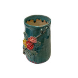 Chinese Turquoise Teal Glaze Dimensional Flower Holder Pot Vase ws3051S