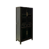 Chinese Distressed Black Small Display Bookcase Curio Cabinet cs7585S