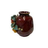 Chinese OxBlood Red Glaze Dimensional Flower Gourd Motif Vase ws3062S